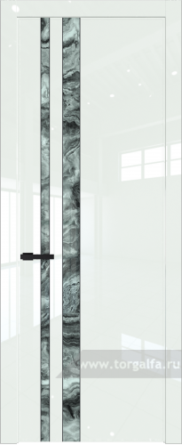 Дверь со стеклом ProfilDoors 20LW Атриум серебро с молдингом Черный матовый ( ДаркВайт люкс)