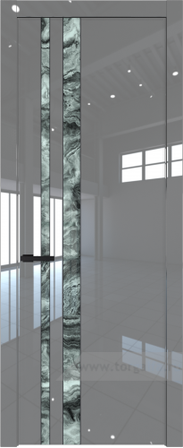 Дверь со стеклом ProfilDoors 20LW Атриум серебро с молдингом Черный матовый (Грей люкс)