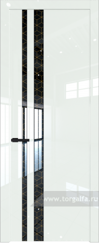 Дверь со стеклом ProfilDoors 20LW Лоран узор золото с молдингом Черный матовый ( ДаркВайт люкс)