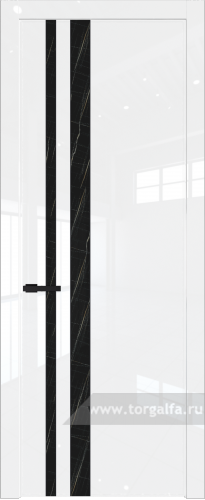 Дверь со стеклом ProfilDoors 20LW Неро мрамор с молдингом Черный матовый (Белый люкс)