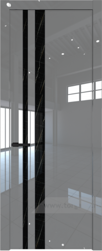 Дверь со стеклом ProfilDoors 20LW Неро мрамор с молдингом Черный матовый (Грей люкс)