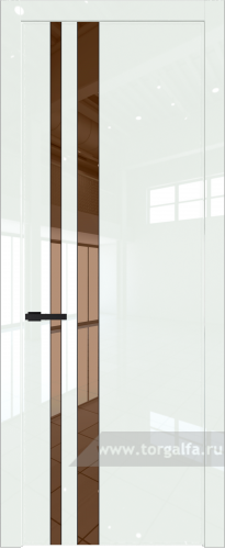 Дверь со стеклом ProfilDoors 20LW Зеркало Bronza с молдингом Черный матовый ( ДаркВайт люкс)