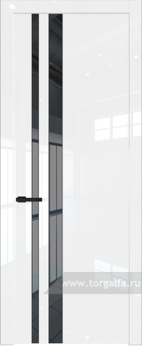 Дверь со стеклом ProfilDoors 20LW Зеркало Grey с молдингом Черный матовый (Белый люкс)