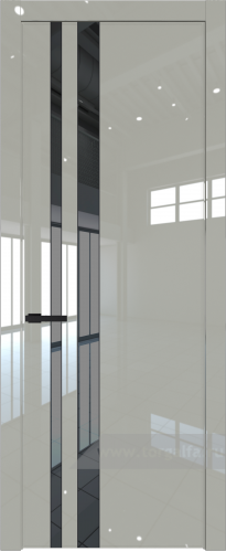 Дверь со стеклом ProfilDoors 20LW Зеркало Grey с молдингом Черный матовый (Галька люкс)