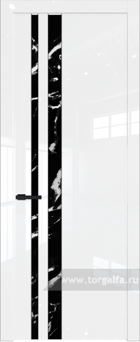 Дверь со стеклом ProfilDoors 20LW Нефи черный узор серебро с молдингом Черный матовый (Белый люкс)