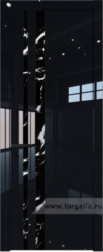 Дверь со стеклом ProfilDoors 20LW Нефи черный узор серебро с молдингом Черный матовый (Черный люкс)