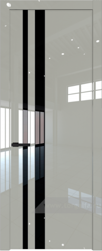 Дверь со стеклом ProfilDoors 20LW Lacobel Серебряный лак с молдингом Черный матовый (Галька люкс)