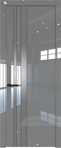 Дверь со стеклом ProfilDoors 20LW Lacobel Серебряный лак с молдингом Черный матовый (Грей люкс)