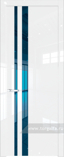 Дверь со стеклом ProfilDoors 20LW Зеркало Blue с молдингом Серебро (Белый люкс)