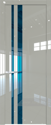 Дверь со стеклом ProfilDoors 20LW Зеркало Blue с молдингом Серебро (Галька люкс)