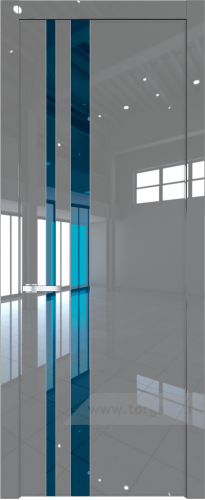 Дверь со стеклом ProfilDoors 20LW Зеркало Blue с молдингом Серебро (Грей люкс)