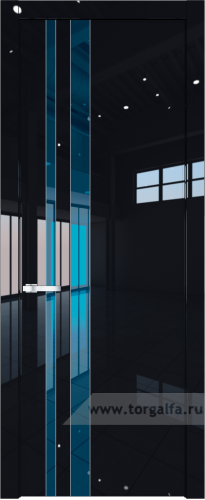 Дверь со стеклом ProfilDoors 20LW Зеркало Blue с молдингом Серебро (Черный люкс)