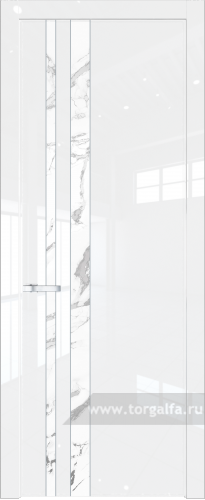 Дверь со стеклом ProfilDoors 20LW Нефи белый узор серебро с молдингом Серебро (Белый люкс)