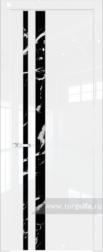 Дверь со стеклом ProfilDoors 20LW Нефи черный узор серебро с молдингом Серебро (Белый люкс)