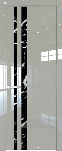 Дверь со стеклом ProfilDoors 20LW Нефи черный узор серебро с молдингом Серебро (Галька люкс)