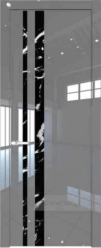 Дверь со стеклом ProfilDoors 20LW Нефи черный узор серебро с молдингом Серебро (Грей люкс)