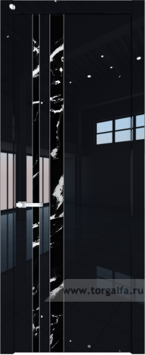 Дверь со стеклом ProfilDoors 20LW Нефи черный узор серебро с молдингом Серебро (Черный люкс)
