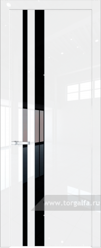 Дверь со стеклом ProfilDoors 20LW Lacobel Черный лак с молдингом Серебро (Белый люкс)