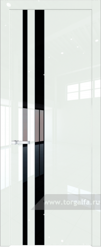Дверь со стеклом ProfilDoors 20LW Lacobel Черный лак с молдингом Серебро ( ДаркВайт люкс)