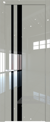 Дверь со стеклом ProfilDoors 20LW Lacobel Черный лак с молдингом Серебро (Галька люкс)