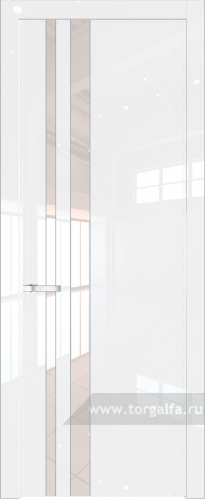 Дверь со стеклом ProfilDoors 20LW Lacobel Перламутровый лак с молдингом Серебро (Белый люкс)