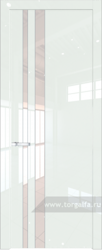Дверь со стеклом ProfilDoors 20LW Lacobel Перламутровый лак с молдингом Серебро ( ДаркВайт люкс)
