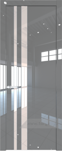 Дверь со стеклом ProfilDoors 20LW Lacobel Перламутровый лак с молдингом Серебро (Грей люкс)