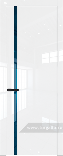 Дверь со стеклом ProfilDoors 21LW Зеркало Blue с молдингом Черный матовый (Белый люкс)