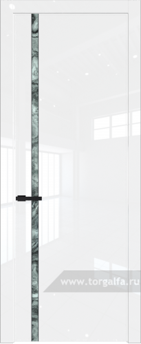 Дверь со стеклом ProfilDoors 21LW Атриум серебро с молдингом Черный матовый (Белый люкс)