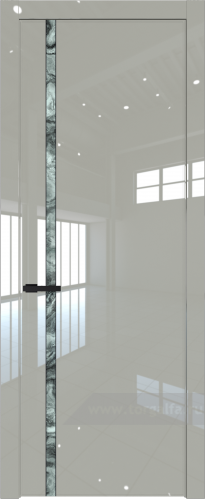 Дверь со стеклом ProfilDoors 21LW Атриум серебро с молдингом Черный матовый (Галька люкс)