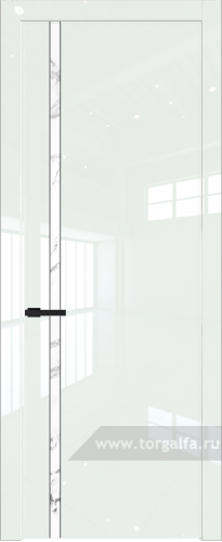 Дверь со стеклом ProfilDoors 21LW Нефи белый узор серебро с молдингом Черный матовый ( ДаркВайт люкс)