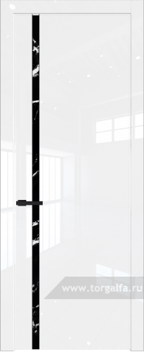 Дверь со стеклом ProfilDoors 21LW Нефи черный узор серебро с молдингом Черный матовый (Белый люкс)