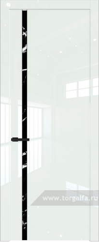 Дверь со стеклом ProfilDoors 21LW Нефи черный узор серебро с молдингом Черный матовый ( ДаркВайт люкс)