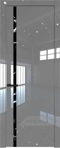 Дверь со стеклом ProfilDoors 21LW Нефи черный узор серебро с молдингом Черный матовый (Грей люкс)