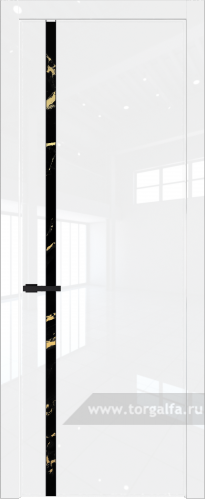 Дверь со стеклом ProfilDoors 21LW Нефи черный узор золото с молдингом Черный матовый (Белый люкс)
