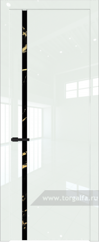 Дверь со стеклом ProfilDoors 21LW Нефи черный узор золото с молдингом Черный матовый ( ДаркВайт люкс)