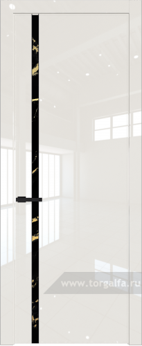 Дверь со стеклом ProfilDoors 21LW Нефи черный узор золото с молдингом Черный матовый (Магнолия люкс)
