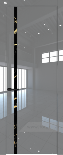 Дверь со стеклом ProfilDoors 21LW Нефи черный узор золото с молдингом Черный матовый (Грей люкс)