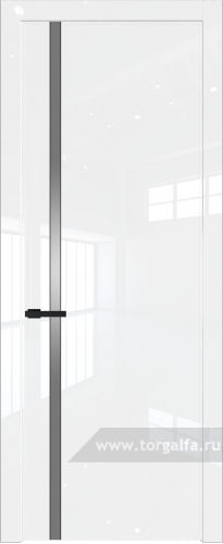 Дверь со стеклом ProfilDoors 21LW Lacobel Серебряный лак с молдингом Черный матовый (Белый люкс)