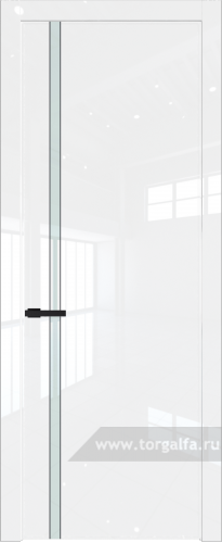 Дверь со стеклом ProfilDoors 21LW Lacobel Белый лак с молдингом Черный матовый (Белый люкс)