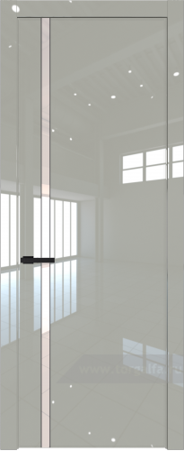 Дверь со стеклом ProfilDoors 21LW Lacobel Перламутровый лак с молдингом Черный матовый (Галька люкс)