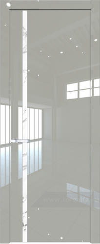 Дверь со стеклом ProfilDoors 21LW Нефи белый узор серебро с молдингом Серебро (Галька люкс)
