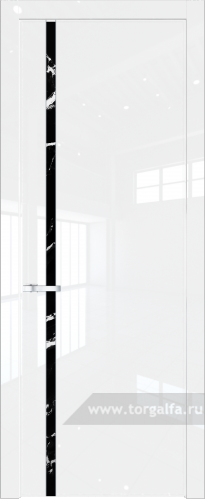 Дверь со стеклом ProfilDoors 21LW Нефи черный узор серебро с молдингом Серебро (Белый люкс)
