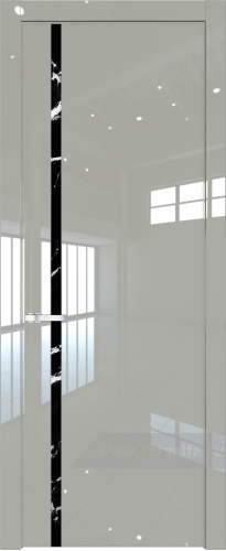 Дверь со стеклом ProfilDoors 21LW Нефи черный узор серебро с молдингом Серебро (Галька люкс)