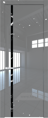 Дверь со стеклом ProfilDoors 21LW Нефи черный узор серебро с молдингом Серебро (Грей люкс)
