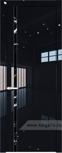 Дверь со стеклом ProfilDoors 21LW Нефи черный узор серебро с молдингом Серебро (Черный люкс)
