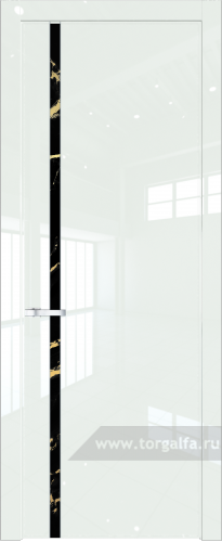 Дверь со стеклом ProfilDoors 21LW Нефи черный узор золото с молдингом Серебро ( ДаркВайт люкс)