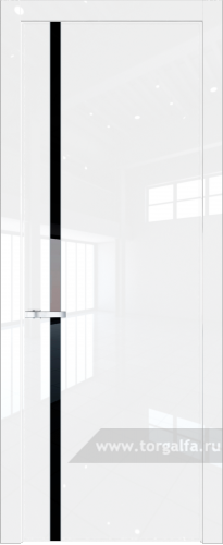 Дверь со стеклом ProfilDoors 21LW Lacobel Черный лак с молдингом Серебро (Белый люкс)