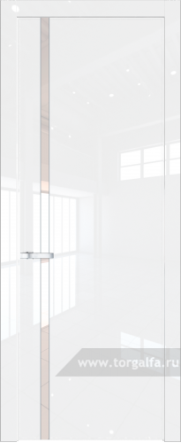 Дверь со стеклом ProfilDoors 21LW Lacobel Перламутровый лак с молдингом Серебро (Белый люкс)