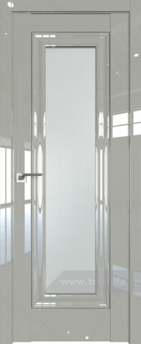 Дверь со стеклом ProfilDoors 24L Матовое с молдингом Серебро Люкс (Галька люкс)